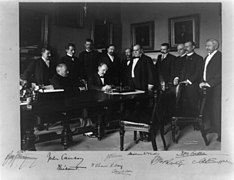 "Signing of the Protocol", marking the cessation of hostilities between the US and Spain in the Spanish–American War