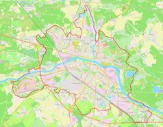 Mapa konturowa Tweru, blisko centrum na dole znajduje się punkt z opisem „Twer”