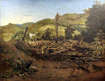 Pedro Weingärtner (Brésil), Aderrubada (« Chute d'arbres », 1894, Musée national des Beaux-Arts).