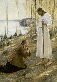 Christ and Mary Magdalene (1890) by Albert Edelfelt in a Finnish locale