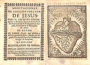 Libro de devoción con una xilografía Fldel Corazón de Jesús a toda página