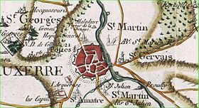 Abbaye Saint-Marien sur la carte de Cassini, entre Saint-Gervais et Saint-Martin