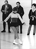 Sonja Morgenstern from Germany skates a compulsory figure, 1971