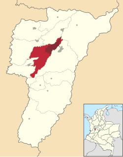 Location of the city and municipality of Armenia in the Quindío Department