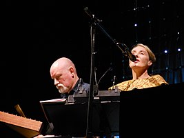 Dead Can Dance at the Greek Theatre in Berkeley, California, during the Anastasis tour in August 2012. Left to right: Brendan Perry, Lisa Gerrard
