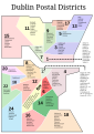 And an existing map of Dublin's historic, now technically defunct, postal districts