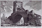 Engraving of the Ponte Salario by Giovanni Battista Piranesi from between 1754 and 1760