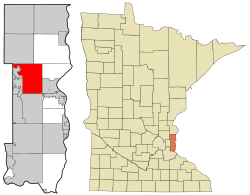 Location of the city of Grant within Washington County, Minnesota