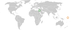 Map indicating locations of Israel and Nauru
