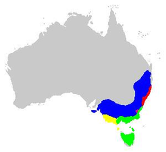 Distribuição de Limnodynastes dumerilii.