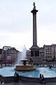 Trafalgar Square, with Nelsons Column and some fountains.