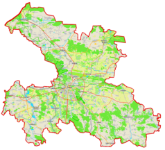 Mapa konturowa rejonu lwowskiego, blisko centrum na lewo znajduje się punkt z opisem „cmentarz Janowski”