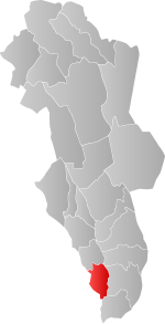 Mapa do condado de Hedmark com Sør-Odal em destaque.