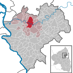 Läget för Nassau, Tyskland i Rhein-Lahn-Kreis