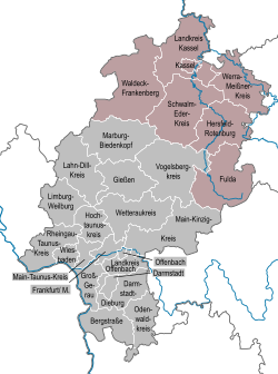 Map of Hesse highlighting Kassel