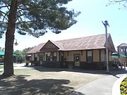 The Aguila Depot, built in 1907 by the Santa Fe, Prescott and Phoenix Railway and moved to the McCormick-Stillman Railroad Park in Scottsdale, Arizona.