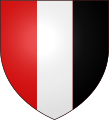 ティアスト・パー・ペイル Tierced per pale, gules ,argent and sable