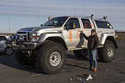 Ford F-350 modified for driving on snow in Iceland