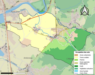 Carte en couleurs présentant l'occupation des sols.