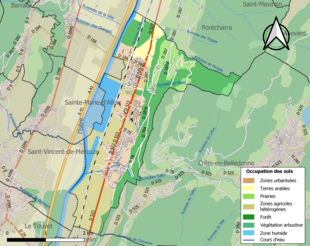 Carte en couleurs présentant l'occupation des sols.