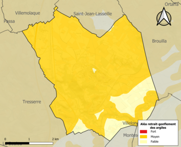 Carte des zones d'aléa retrait-gonflement des argiles.