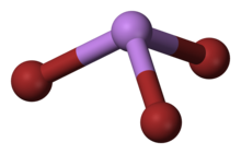 Ball and stick model of arsenic tribromide