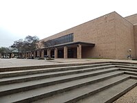 View of Civic Center from steps to Riverfront Park pedestrian underpass