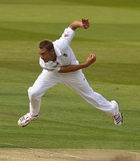 Stuart Broad bowling.