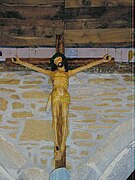 The Crucifix of Trémalo, Pont-Aven, an anonymous wood sculpture, 189 x 133 cm