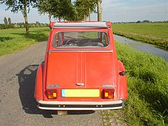 2CV 6 Club, back, roof rolled open