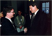 David Nelson shaking hands with U.S. Vice President Al Gore