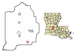 Location of Chataignier in Evangeline Parish, Louisiana.