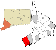 Greenwich's location within Fairfield County and Connecticut