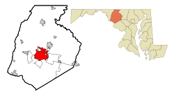 フレデリック郡内の位置の位置図