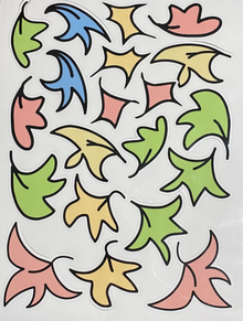 A compilation of hand-drawn pastel leaves