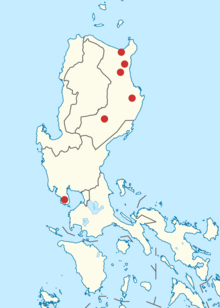 Map of the Northern Philippines showing known locations of sightings or collections of the Isabela oriole