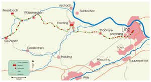 リンツ地方線の路線図