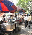 Eateries on a footpath in the area
