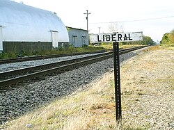 Railroad sign for Liberal