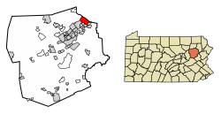 Location of Duryea in Luzerne County, Pennsylvania.