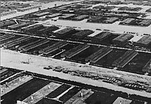 Aerial photo of the Majdanek concentration camp, in the process of being demolished late in the war