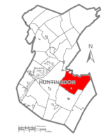 Map of Huntingdon County, Pennsylvania Highlighting Shirley Township