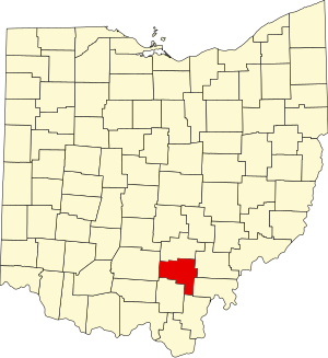 Map of Ohio highlighting Vinton County