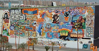 Multi-artist graffiti in Barcelona, Spain