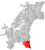 Røros markert med rødt på fylkeskartet