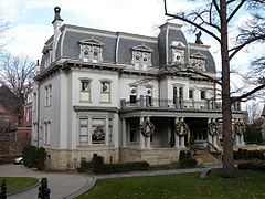 Negley-Gwinner-Harter House, built in 1870 and 1871, at 5061 Fifth Avenue. Original architect: Unknown, but Osterling remodeled the house and was responsible for additions between 1912 and 1923.