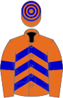 Orange, blue chevrons and armlets, hooped cap