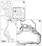 Map of the Phu Wiang locality in Thailand