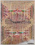 Happy (Raphael), 2016 שמן, לטרסט ומסקינטייפ על בד