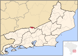 Location of Comendador Levy Gasparian in the state of Rio de Janeiro